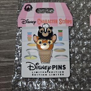Disney Character Scoop Pins - Bambi & Flower - Rare Set BNWT - Limited Edition